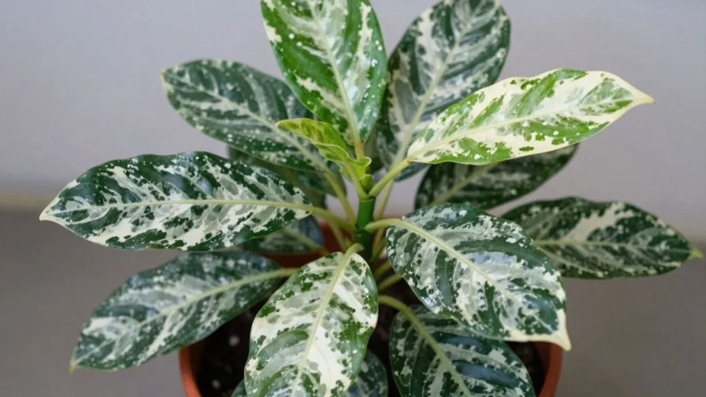  Ficus Shivereana 'Moonshine' plant with silvery-green leaves.


